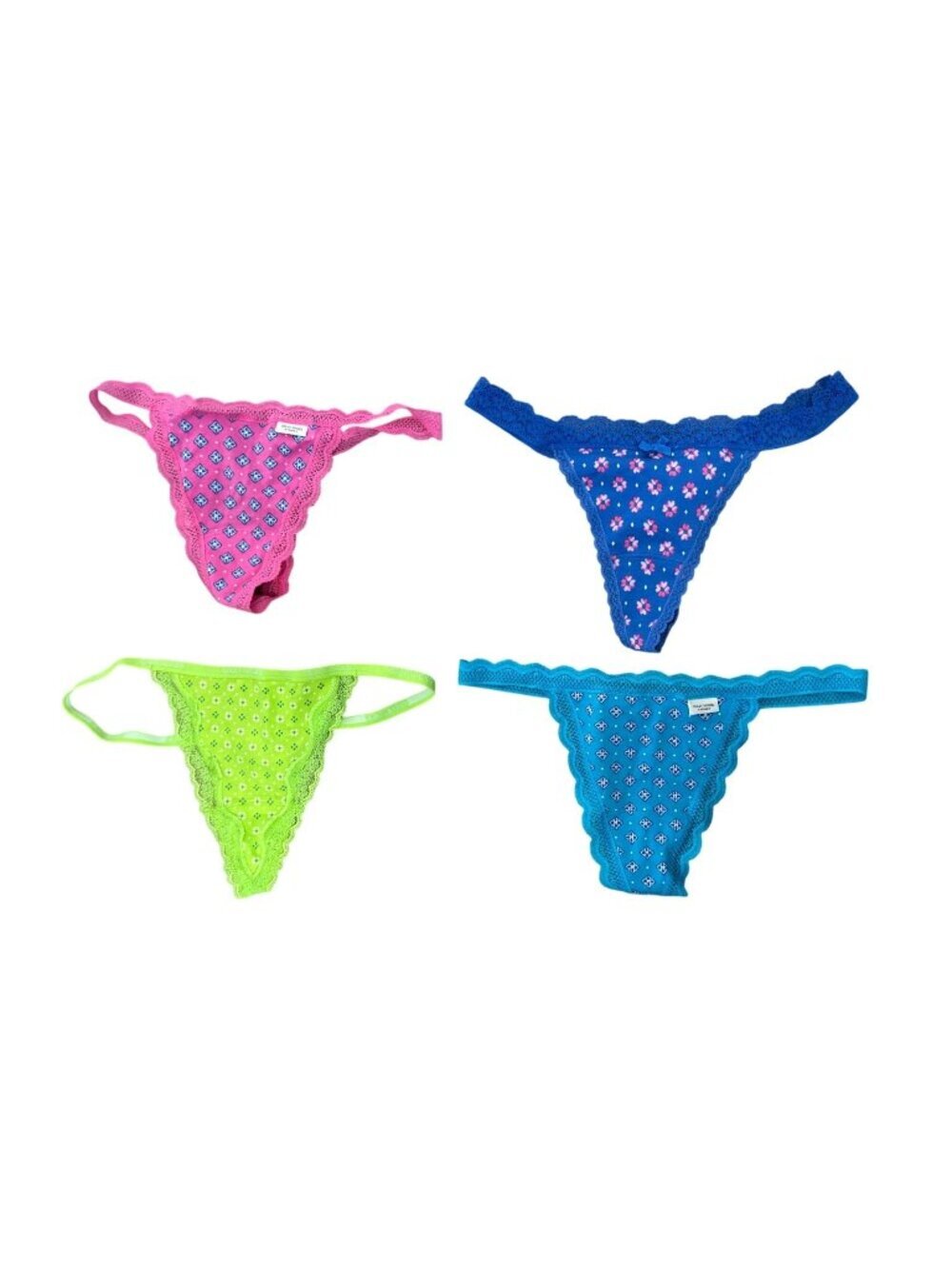 Gilly Hicks Lot of 4 Down Undies Thong Panties Stretch Cotton Lace Size Medium M